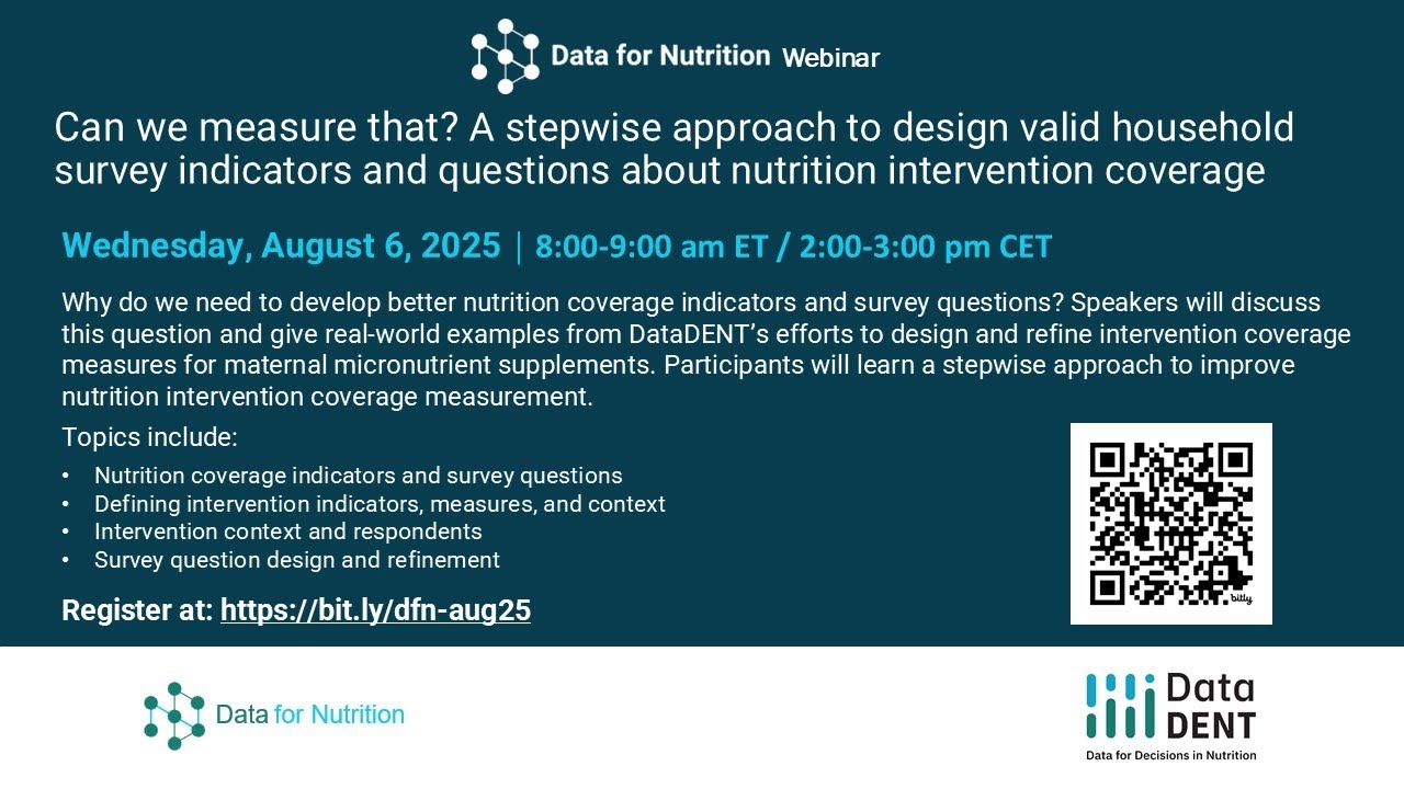 A stepwise approach to design household survey indicators & questions about nutrition intervention
