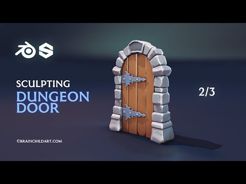 Sculpting 3D Dungeon DOOR in Blender 3D | 3d Lowpoly Game Model | Blender Speed Modeling (2/3)