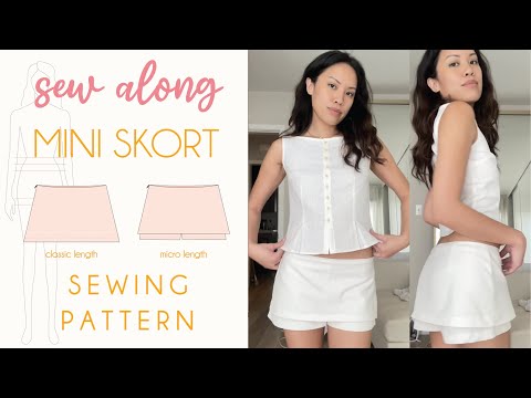 MINI SKORT SEWING TUTORIAL + PATTERN / BEGINNER FRIENDLY Sew along mini skirt with built-in shorts