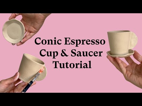 Easy Slab Pottery Template - Espresso Cup and Saucer