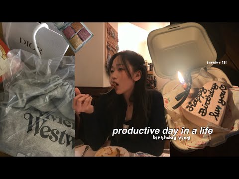 *PRODUCTIVE* school day in a life 🍰 birthday vlog: turning 15! (GRWM)