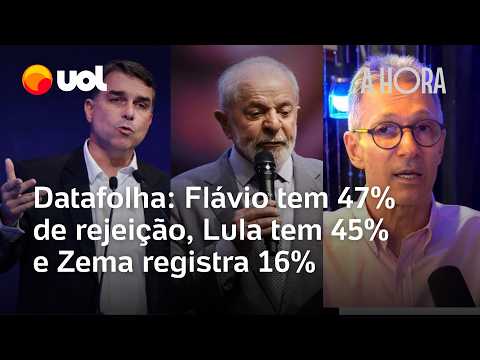 Datafolha: Flávio Bolsonaro tem 47% de rejeição, Lula tem 45% e Zema registra 16%