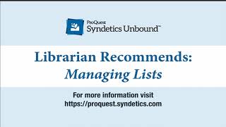 Librarian Recommends Tutorial: Managing Lists
