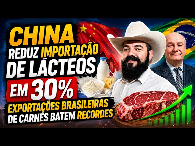 China Reduz Importação de Lácteos em 30%; Exportações Brasileiras de Carnes Batem Recordes.