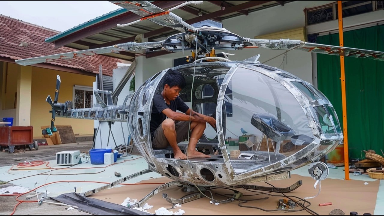Man Builds Amazing Full-Size HELICOPTER | Start to Finish DIY by @Dodoan123