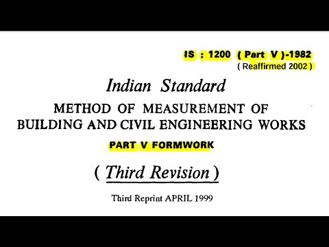 IS 1200 Part 5 - Mode of Measurement of Formwork / Shuttering Video