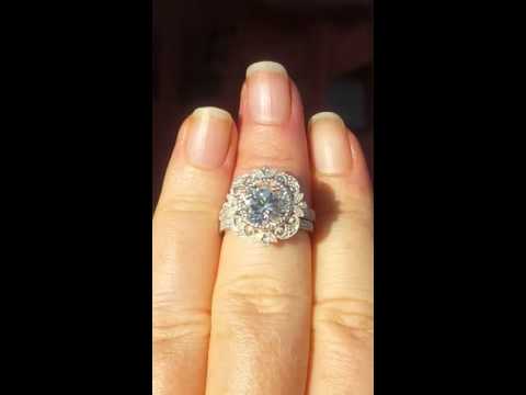 Vintage Inspired Filigree Wedding Set with White Topaz, Diamond Engagement Ring And Wedding Band