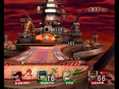 Melee1 (Marth) Ruddy (Fox) vs UTD Zac (G&W) Ice (Snake) (Match 4)