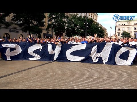 Przemarsz kibiców Ruchu z rynku w Krakowie (14.08.2016 r.)