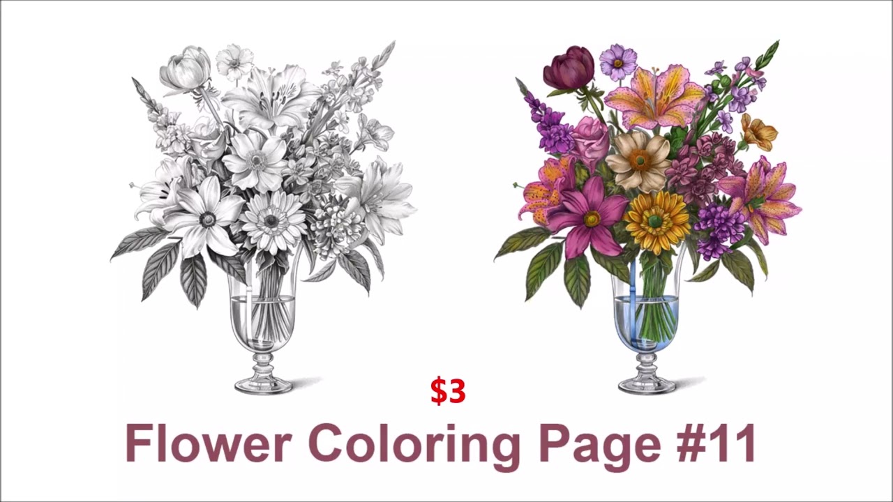 Botanical Flower Coloring Page by lisa brando $3 instant download and printable