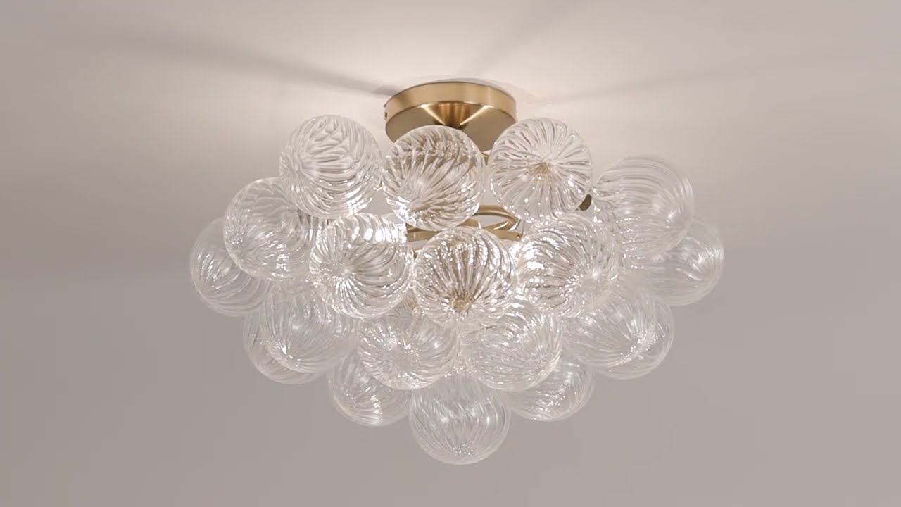 Video 1 Watch A Video About the Possini Euro Albaro Soft Gold and Glass 2 Light Ceiling Light