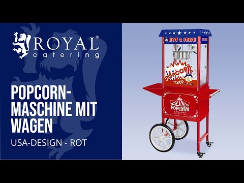 Video - Popcornmaschine mit Wagen - USA-Design - rot