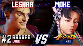 SF6 ▰ LESHAR (#2 Ranked Luke) vs MOKE (Mai) ▰ High Level Gameplay