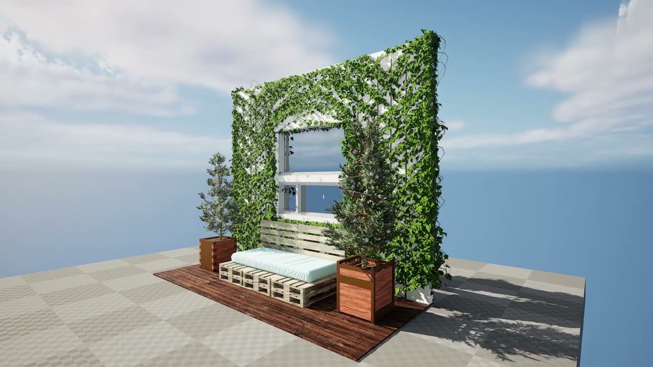 Christmas Balcony with ivy covered wall 3D Model