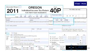 Form 40P Individual Income Tax Return Part Year Resident