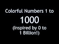 Colorful Numbers 1 To 1000 Inspired By 0 To 1 Billion