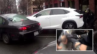 Dramatic bodycam video shows police shootout in Seattle