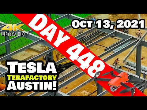 Tesla Gigafactory Austin 4K  Day 448 - 10/13/21 - Tesla Texas - THE BEAM WALKERS OF GIGA TEXAS!