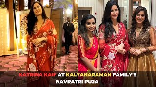 Katrina Kaif Exudes Elegance In Red Saree, Attends Kalyanaraman Family's Navratri Puja