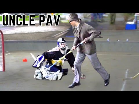 70 Year Old Floorball Man Dangles at Ball Hockey Game ft. Uncle Pav.