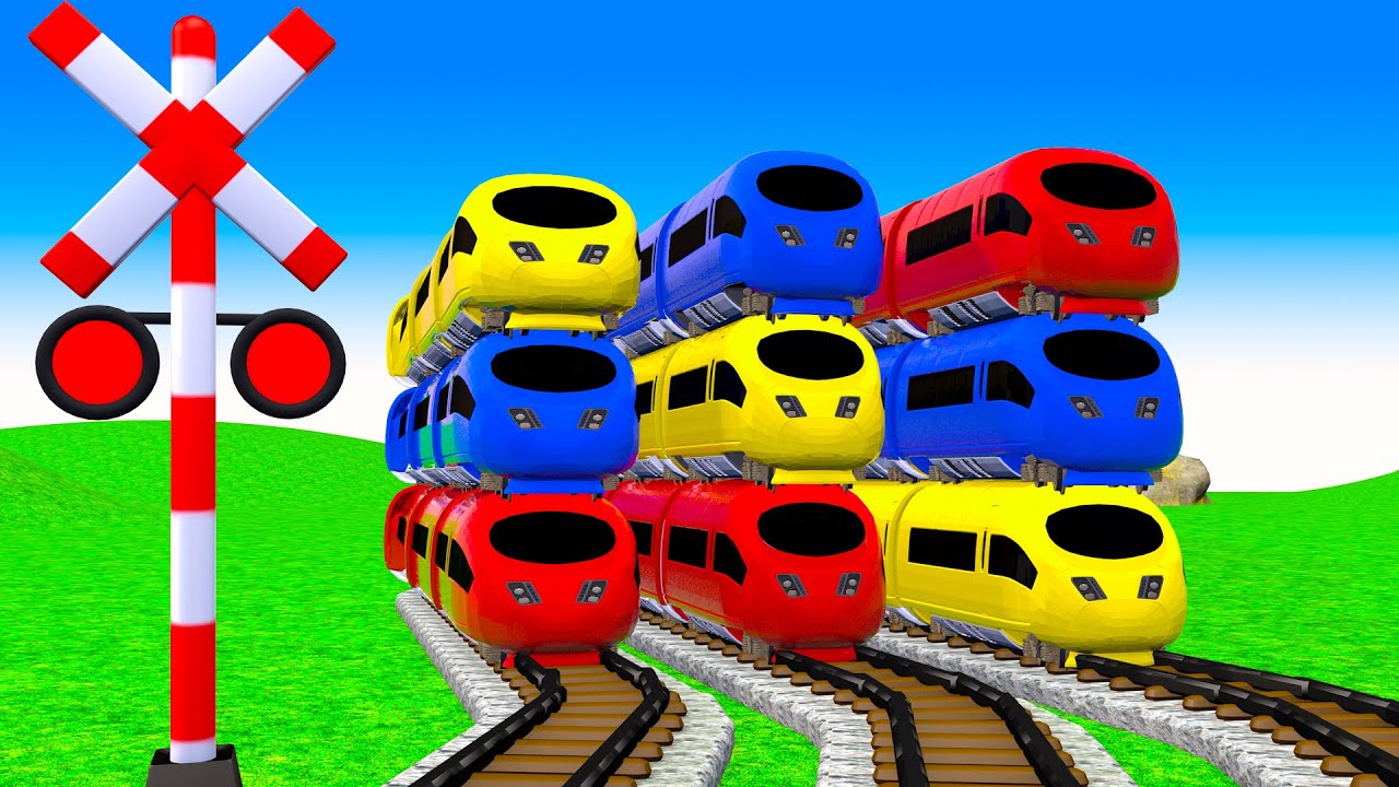 【踏切アニメ】電車主要な交差点を通過する。 西武と京急は3階建てで、不均一な踏切を走っています🚦🚅 Fumikiri3D  Railroad Crossing Train Animation