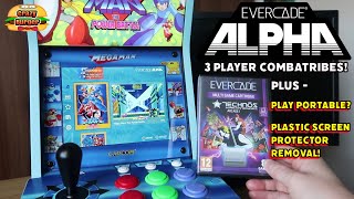 Evercade Alpha - 3 Player Combatribes! Play Portable? Plus How To Remove Plastic Screen Protector!