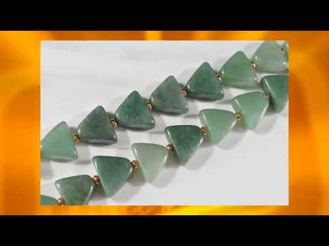 20" Solid Copper & Genuine Deep Green Aventurine Thick Triangle Beaded Necklace