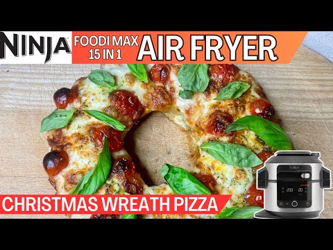 CHRISTMAS WREATH PIZZA *AIR FRYER* | Festive NINJA FOODI Recipe | Mozzarella, Tomatoes and Basil