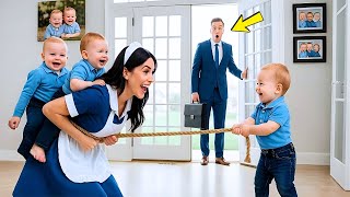 EL MILLONARIO VOLVIÓ SIN AVISAR–Y LO QUE VIÓ A LA NIÑERA HACIENDO CON SUS TRILLIZOS LO DEJÓ EN SHOCK