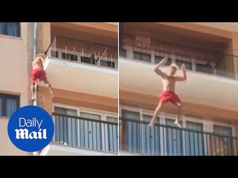 Tourist risks his life as he jumps into pool from hotel 2nd floor