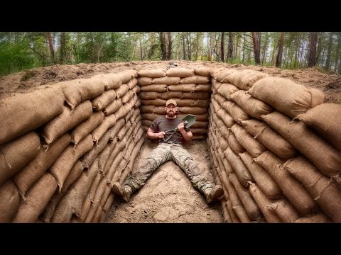 Ich baue mit Sandsäcken ein Untergrund Versteck mitten im Wald