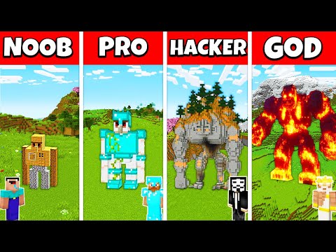 Minecraft Golem House Build Challenge - Noob vs Pro vs Hacker vs God Animation