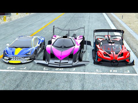 Devel Sixteen 2014 GTR vs Lamborghini Scorpion Concept vs Bugatti Bolide GTR - Drag Race 20 KM