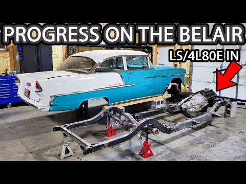 Ridetech Air ride installation and LS Mounts are ON!!! (1955 Belair Frame is Coming Together)