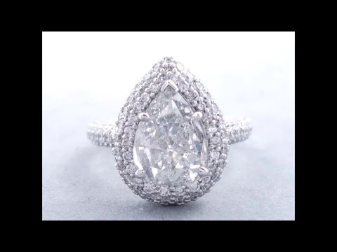 3.18 ctw Pear Shape Diamond Engagement Ring - BigDiamondsUSA