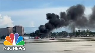 Watch: Plane Catches Fire On Miami International Airport Runway