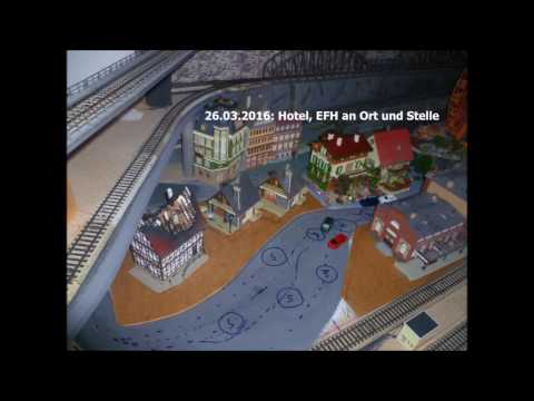2016 03 26 Hotel EFH brennendes Haus Modelleisenbahn Märklin H0 Landschaftsgestaltung Landschaft