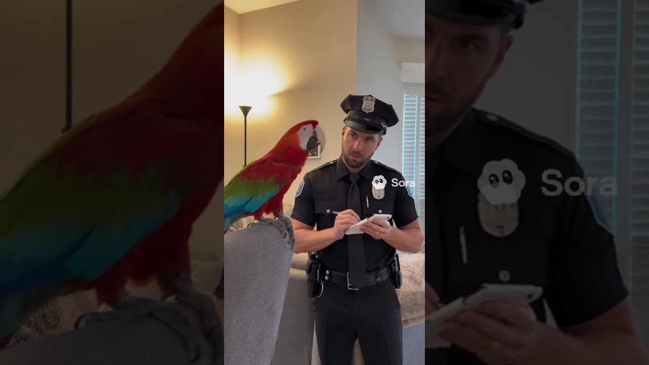 Talking Parrot Gets Interrogated by Police Officer 😂 Funny Parrot Conversation #shorts #parrot