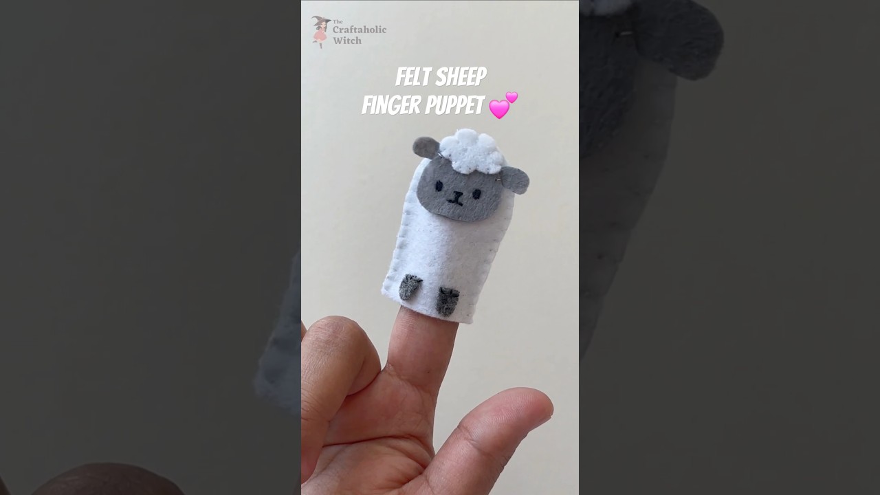 cute felt sheep finger puppet! #sheep #felt #feltcrafts #feltcraft #farmanimals #puppet #puppets
