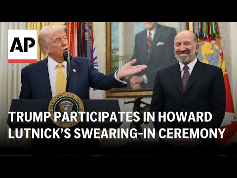 Trump participates in Howard Lutnick's swearing-in ceremony