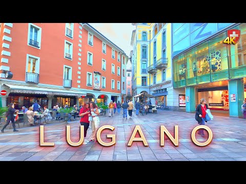 Switzerland LUGANO 📍 Experience the Shopping Streets in Tessin 4K Free Walking Tour City Center