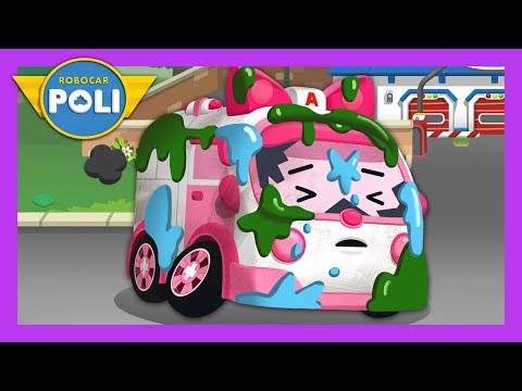 A broken ambulance ‘Amber’, We'll fix it! | Maintenance play for Kids | Robocar Poli Game