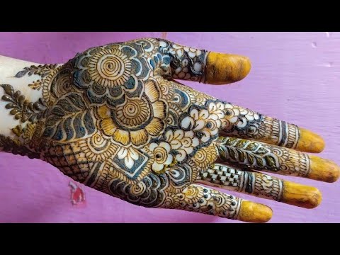 Beautiful semi bridal mehndi design for front hand||front hand heavy floral mehndi design#mehndi 