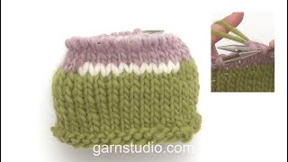How to weave in ends when working a new colour in the round