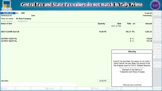 cgst sgst values do not match verify central tax and state tax amount |  #accounting #tallyprime4