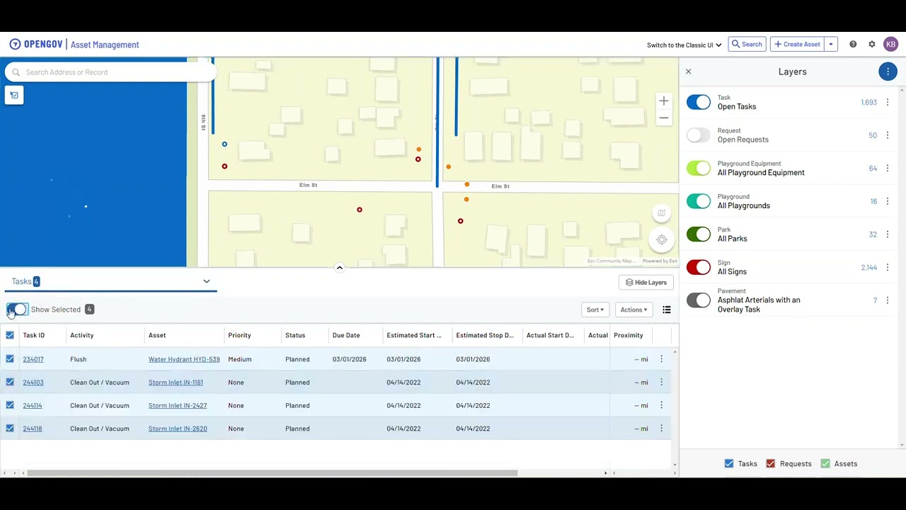 Cartegraph Asset Manager Map Selection Tools