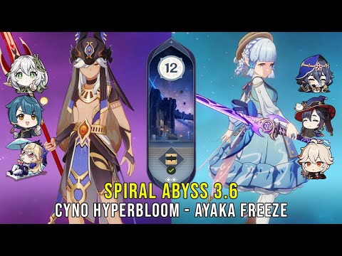 C1 Cyno Hyperbloom and C0 Ayaka Freeze - Genshin Impact Abyss 3.6 - Floor 12 9 Stars