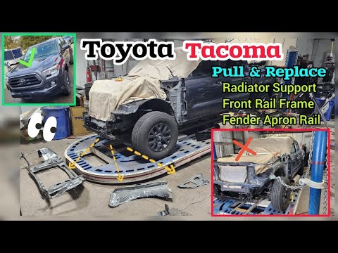 Pull and replace radiator support, fender Rail Apron #toyota #tacoma #autobody #autotechnician...