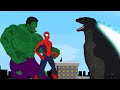 Godzilla vs Super Heros : Spiderman & Hulk & Joker - Cartoon Animation