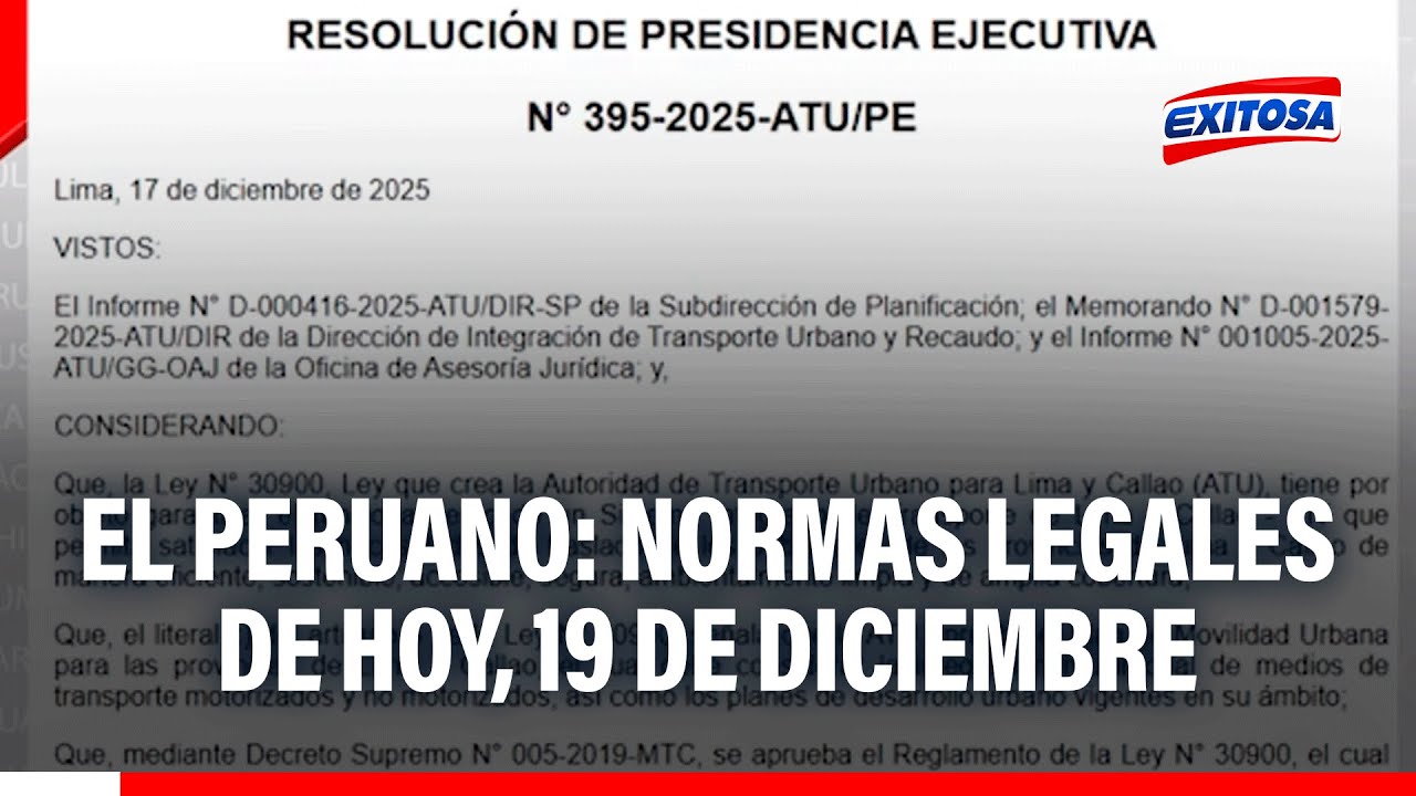 🔴🔵 El Peruano: Normas legales de hoy, 19 de diciembre